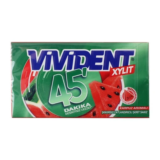 Vivident Cüzdan Sakız 45 Dakika Karpuz Aromalı Sakız 26gr 18 adet - 2