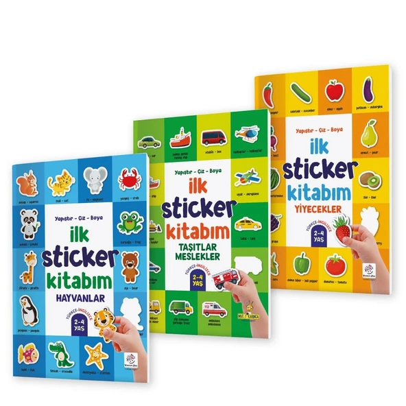 İlk Sticker Kitabım Seti 2-4 Yaş / Yapıştır-Çiz-Boya