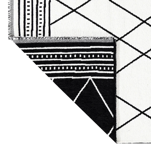 PALERMO 6815 Siyah Kemik Çift Taraflı Yıkanabilir Dokuma Kolay Temizlenir Halı Kilim - 3