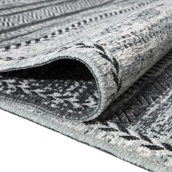 PALERMO 6810A Gri Çift Taraflı Yıkanabilir Dokuma Kolay Temizlenir Halı Kilim - 2