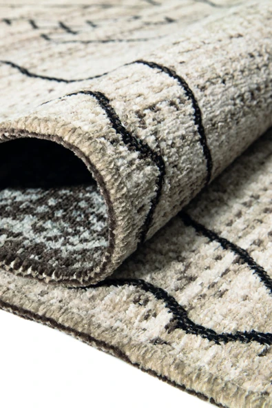 PALERMO 6814 Bej Çift Taraflı Yıkanabilir Dokuma Kolay Temizlenir Halı Kilim - Resim 2