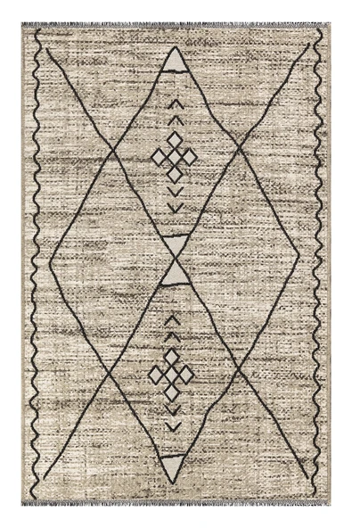PALERMO 6814 Bej Çift Taraflı Yıkanabilir Dokuma Kolay Temizlenir Halı Kilim - Resim 5