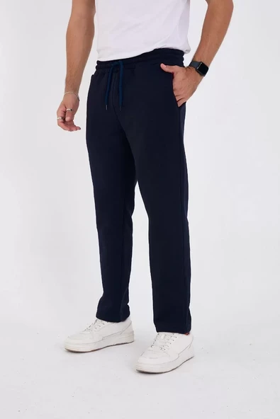 Unisex Üç İplik Basic Eşofman Özel Tasarım Pantolon - Lacivert - 8