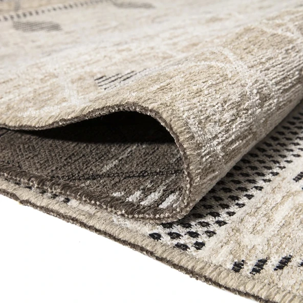 PALERMO 6813 Bej Çift Taraflı Yıkanabilir Dokuma Kolay Temizlenir Halı Kilim - Resim 2