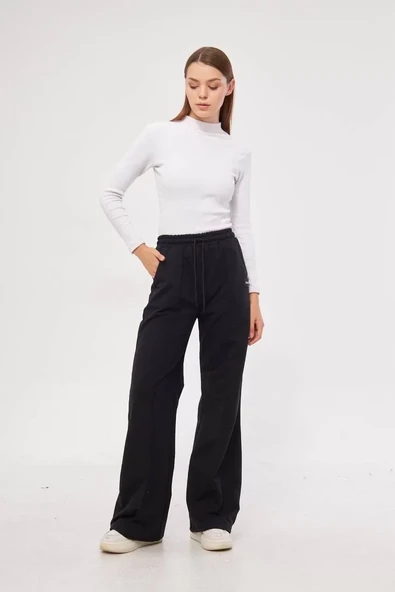 İki iplik Bol Paça Eşofman Pantalon - Siyah - 7