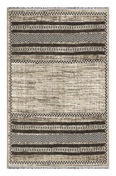 PALERMO 6810 Bej Çift Taraflı Yıkanabilir Dokuma Kolay Temizlenir Halı Kilim - 4