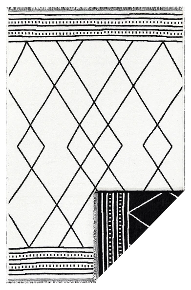 PALERMO 6815 Siyah Kemik Çift Taraflı Yıkanabilir Dokuma Kolay Temizlenir Halı Kilim - 4