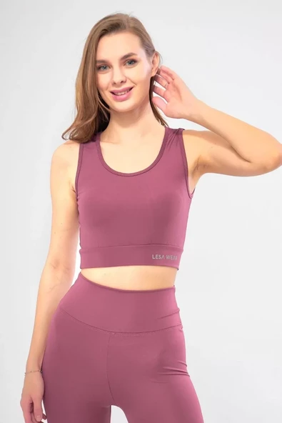 Kolsuz Sporcu Baskılı Crop - Pembe - 4