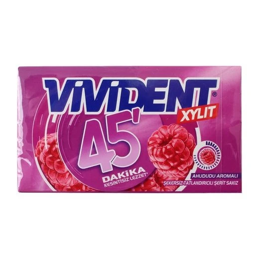 Vivident Cüzdan Sakız 45 Dakika Ahududu Aromalı Sakız 26gr 18 adet - 2