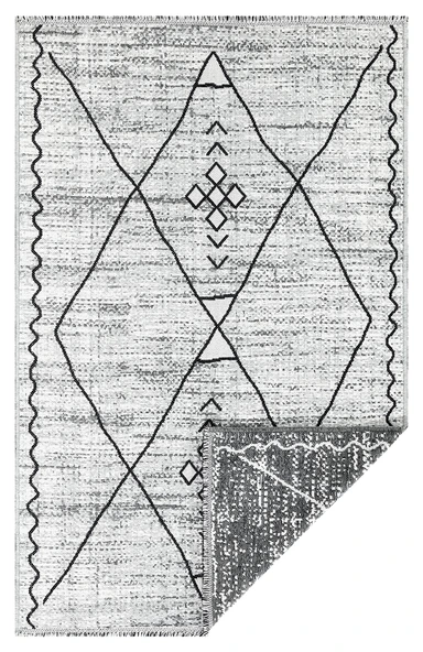 PALERMO 6814A Gri Çift Taraflı Yıkanabilir Dokuma Kolay Temizlenir Halı Kilim - 4