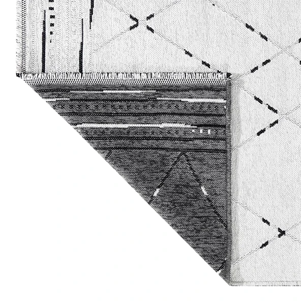 PALERMO 6815A Antrasit Gri Çift Taraflı Yıkanabilir Dokuma Kolay Temizlenir Halı Kilim - 3