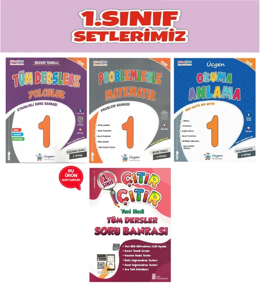 Üçgen 1.Sınıf 2.Dönem Tüm Derslere Yolculuk-Problemlerle Matematik-Okuma Anlama-Çıtır Soru Bankası