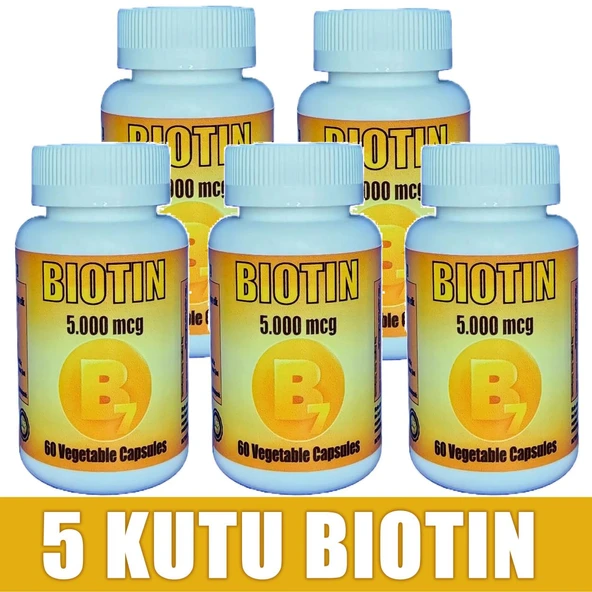 Biotin 5000mg 300 Kapsül (5 KUTU)