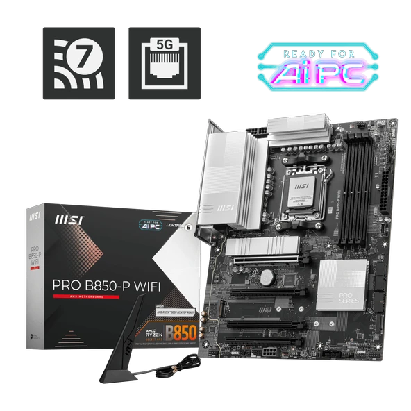 MSI MB PRO B850-P WIFI AM5 DDR5 8200MHZ(OC) HDMI 3x M.2 USB 10Gbs 5G LAN WI-FI 7 ATX