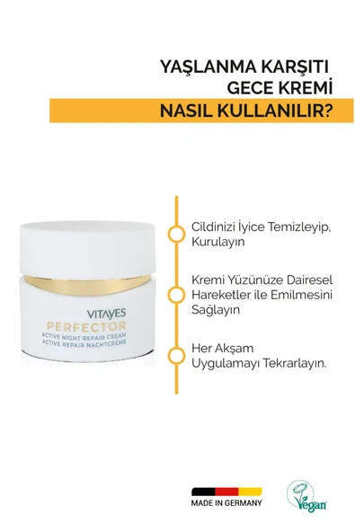 VITAYES Yaşlanma Karşıtı Yoğun Nemlendirici Gece Cilt Bakım Kremi - Dna Onarımını Uyaran Etkili Formül 50ml - 3
