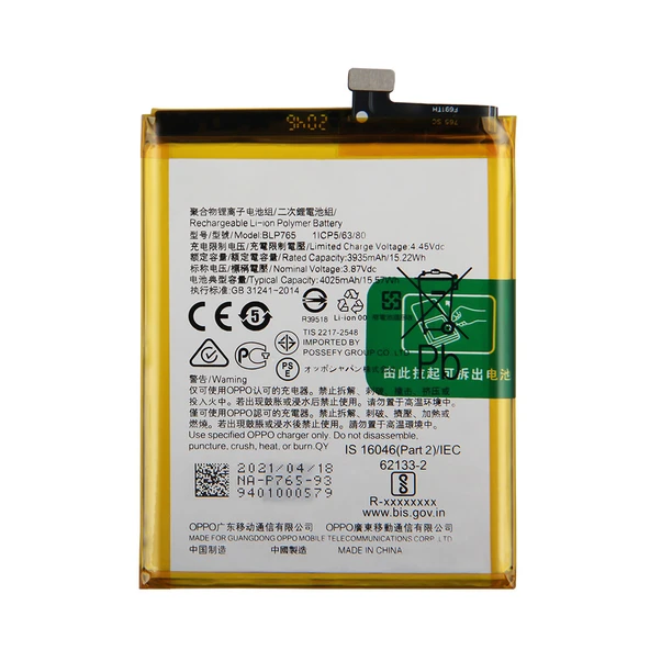 Oppo A91 Orijinal BLP765 Batarya Pil