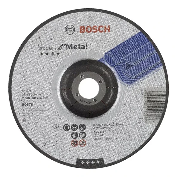 Bosch - 180X3,0 mm Expert Serisi Bombeli Metal Kesme Diski (Taş)