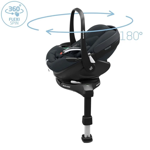 Maxi-Cosi Pebble 360 Pro Dünyanın İlk Kızaklı, Araç Dışına Çıkabilen ADAC'lı 360 Dönebilen Tam Yatabilen İsofix Bazalı Ana Kucağı ve Bebek Oto Koltuğu 0-13 kg Twillic Graphite - 5