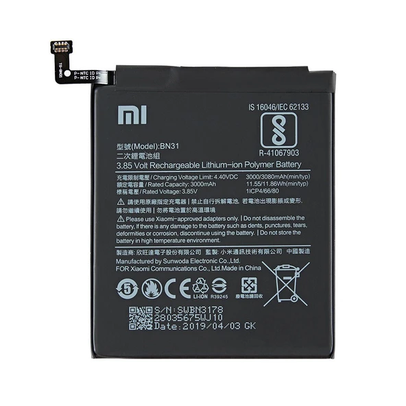 Xiaomi Redmi Y1 Lite BN31 Orijinal Batarya Pil