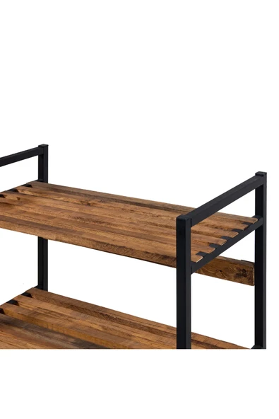 AKIS HOME Masif Ahşap Mutfak Dolabı Rafı, Çiçeklik, Saksılık, Ayakkablık, Kitaklık Metal Ayaklı - 4