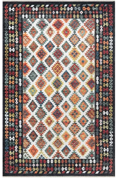 VALENCIA 1505 Renkli Kaymaz Taban Yıkanabilir Modern Halı Kilim - 4