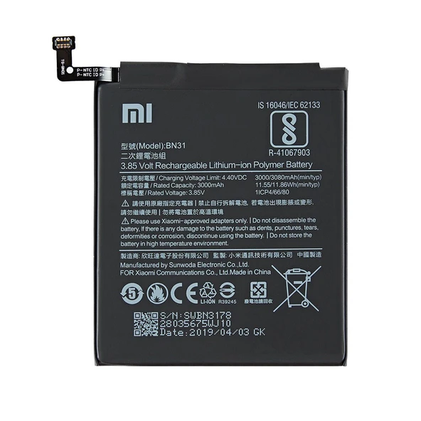 Xiaomi Redmi Note 5A BN31 Orijinal Batarya Pil
