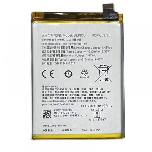 Oppo Reno 5 Lite Orijinal BLP835 Batarya Pil