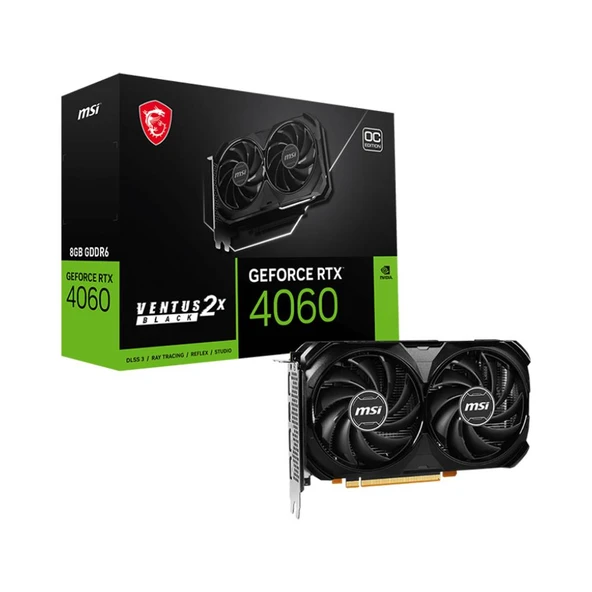 MSI Nvidia GeForce RTX4060 Ventus 2X Black 8GB OC GDDR6 128Bit GDDR6 Ekran Kartı
