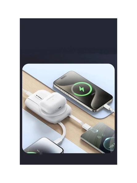 Torima Beyaz 10000mAh Magsafe Powerbank – Standlı, Kablosuz & PD 22.5W Hızlı Şarj - 5