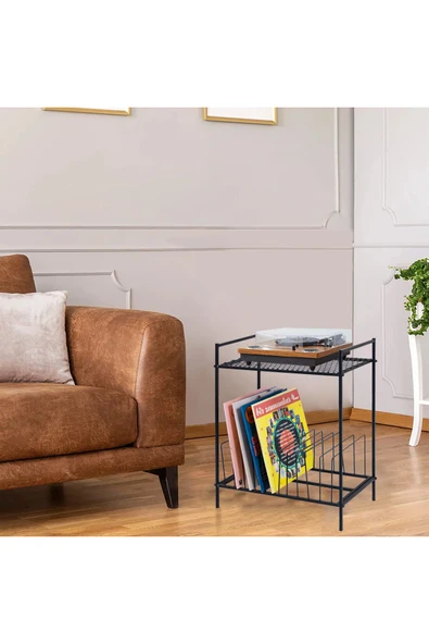 AKIS HOME Plak Ve Pikap Sehpası Metal Siyah