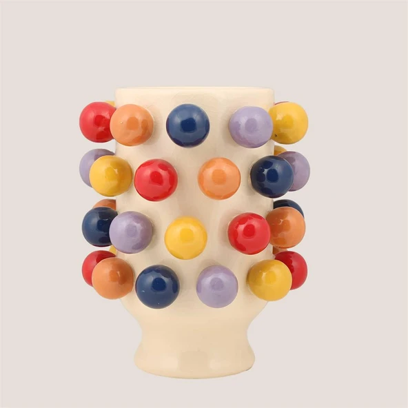 Vitale Seramik Puantiyeli Küçük Vazo 19*19*24 cm