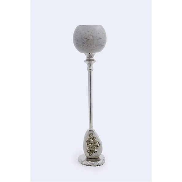 Vitale Tarnıshed Cam Metal Mumluk 12.7*12.7 cm