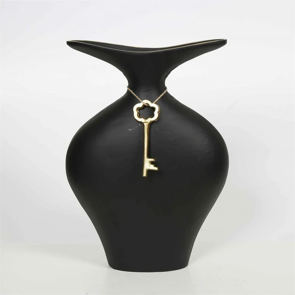 Vitale Metal Anahtarlı Siyah Vazo 8*26*35 cm