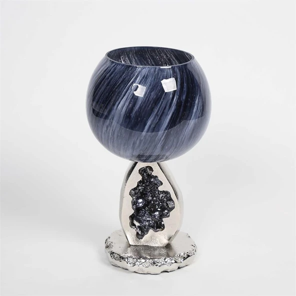 Vitale Swırl Cam Metal Mumluk 12.7*12.7 cm ürün görseli 1