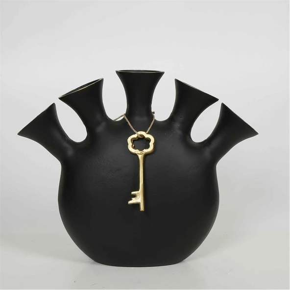 Vitale Anahtarlı Siyah Vazo 8*36*29 cm