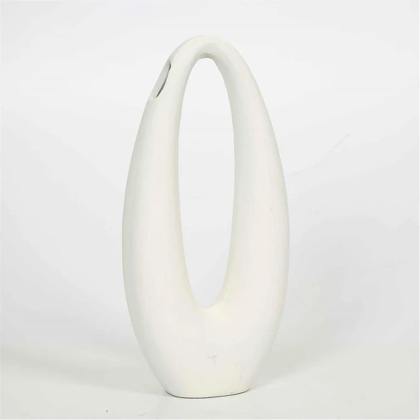 Vitale Oval Beyaz Vazo 7*16*33 cm