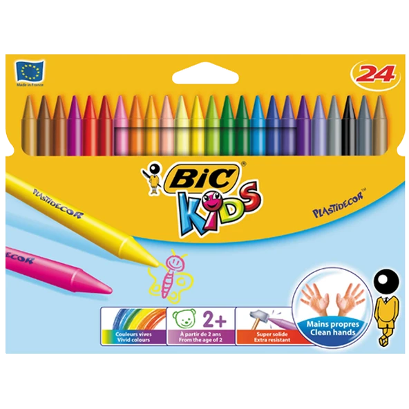 Bic Pastel Boya Plastidecor Karton Kutu Yuvarlak 24 Renk 829772 - 1