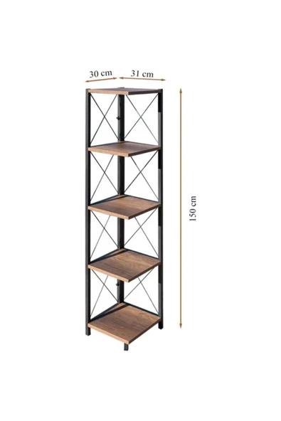 Köşe Kitaplık Ve Aksesuar Rafı Metal Ayaklı - 3
