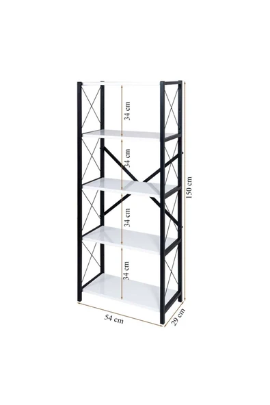 AKIS HOME 5 Raflı Metal Ayaklı Dekoratif Kitaplık - 3