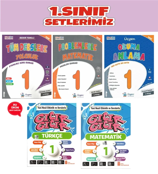 Üçgen 1.Sınıf 2.Dönem Tüm Derslere Yolculuk-Problemlerle Matematik-Okuma Anlama-Türkçe-Matematik Set