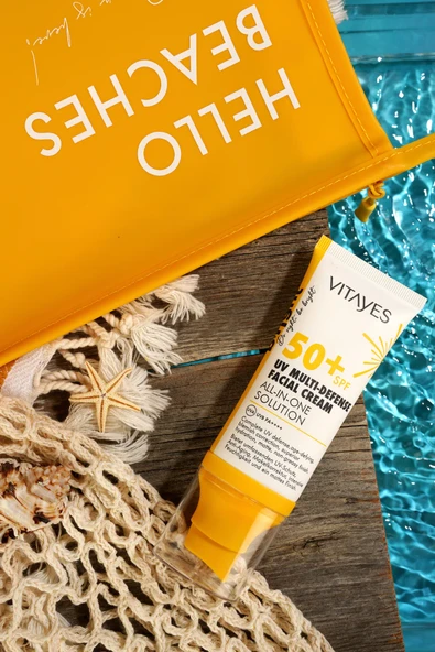 VITAYES Yüz Güneş Kremi Spf50 Çok Fonksiyonlu Yüksek Uv Koruma Yaşlanma Karşıtı Nemlendirme Cilt Bakımı 50ml - 2
