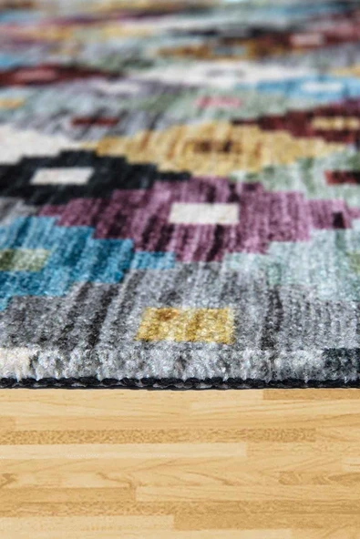 VALENCIA 1502 Renkli Kaymaz Taban Yıkanabilir Modern Halı Kilim - 5