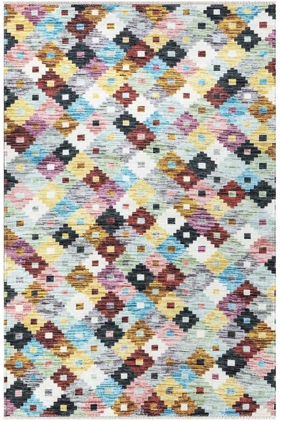 VALENCIA 1502 Renkli Kaymaz Taban Yıkanabilir Modern Halı Kilim - 4
