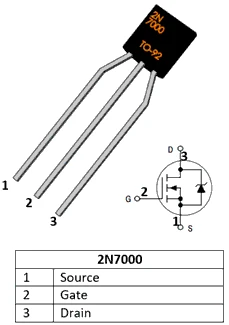 2N7000 N-CHANNEL MOSFET ürün görseli 1