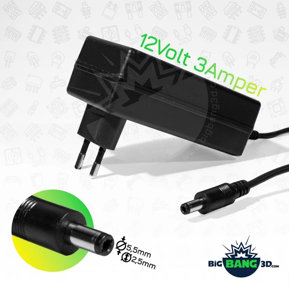 12v 3A Priz Tipi Adaptör