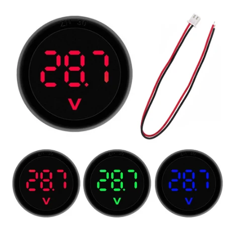 Yuvarlak Voltmetre Dc 4-100v Kırmızı - Resim 2