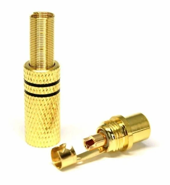 RCA Dişi Tos Jak Fiş Metal Gold - Kırmızı Çizgili-SİYAH ÇİZGİLİ