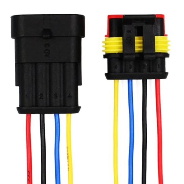 4 Pin Kablolu Su Geçirmez Konnektör Takım