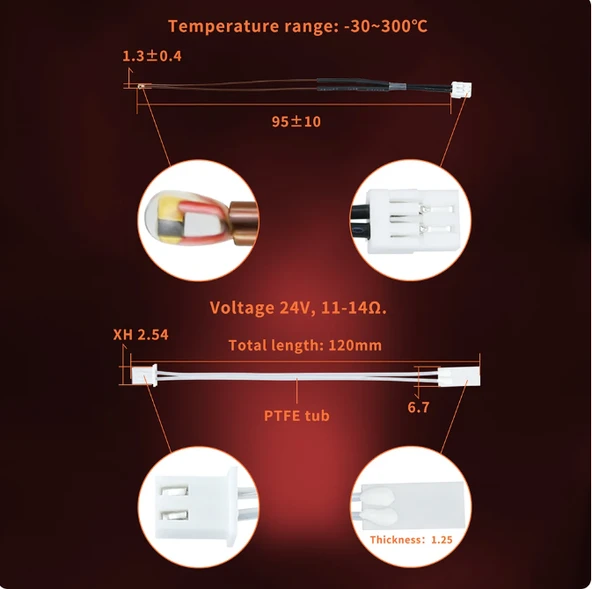 Bambulab P1P-P1S Uyumlu Termistör ve Seramik Isıtıcı - Resim 3