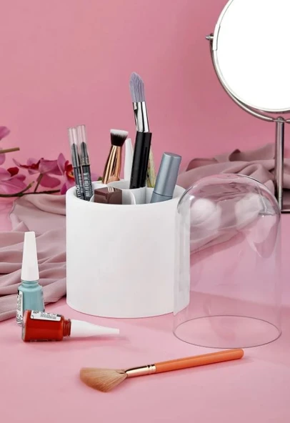 Timex Bölmeli Makyaj Organizeri Şeffaf Kapaklı Büyük Fırça Organizeri - 3